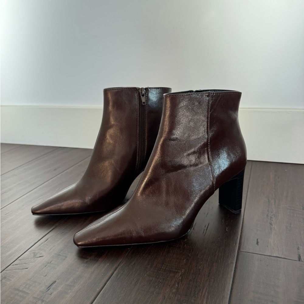 Mango Rich Brown Leather Heeled Boots - Picture 8 of 12